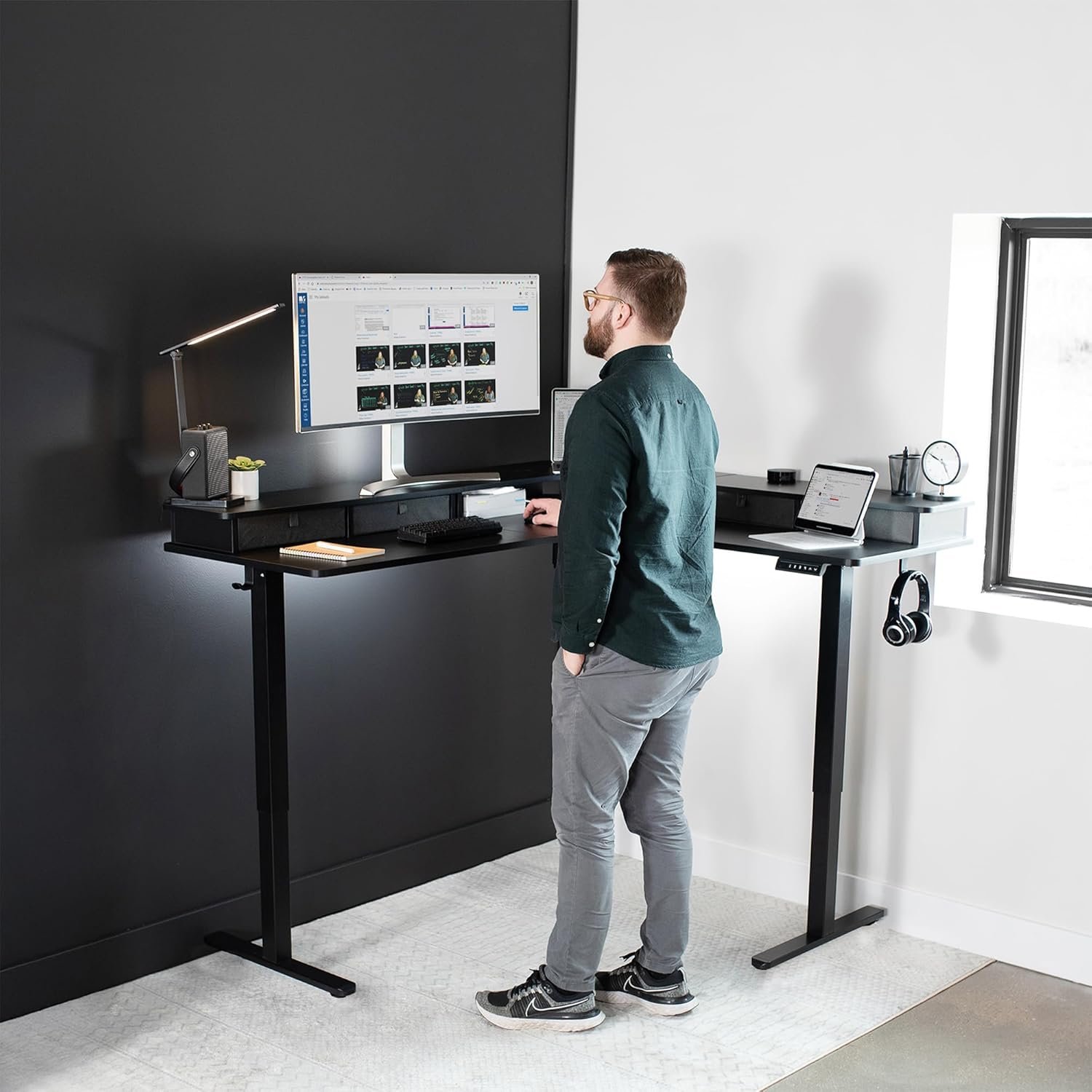 VIVO L-Shaped Corner Standing Desk